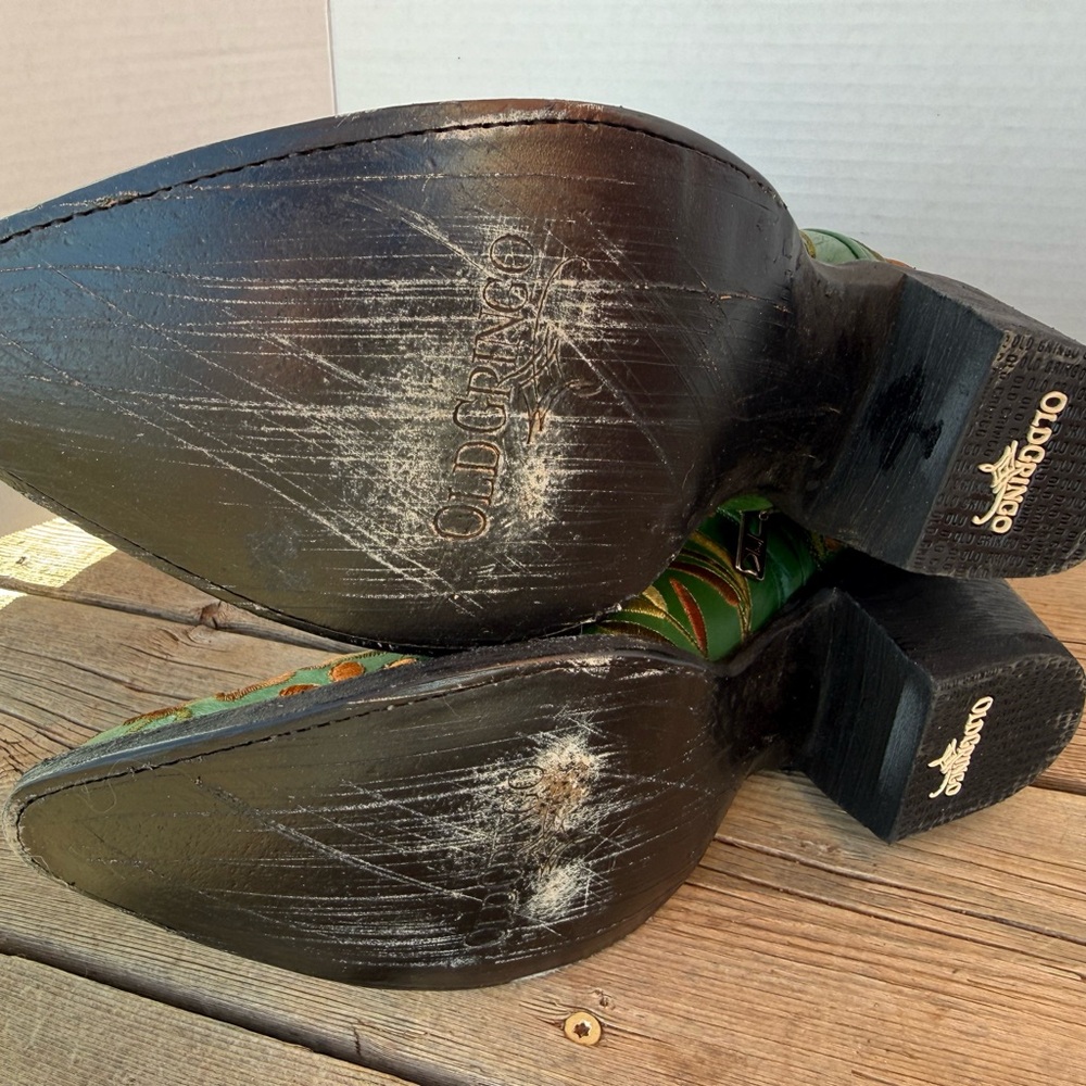 Old Gringo Green Floral Embroidered Ankle Boots - Picture 6 of 7